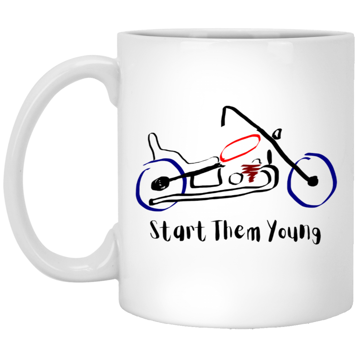 Start Them Young Coffee Mug - Wonderful Kid Art Motorcycle