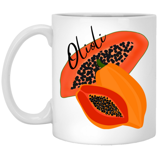 Olioli Coffee Mug - Orange Papayas - Samoan Language Gift - 'Joyful'