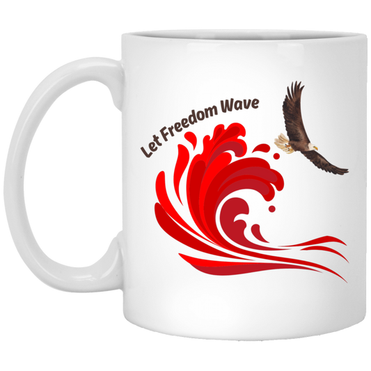 0 Let Freedom Wave Coffee Mug - American Eagle Leading a Giant Red Wave