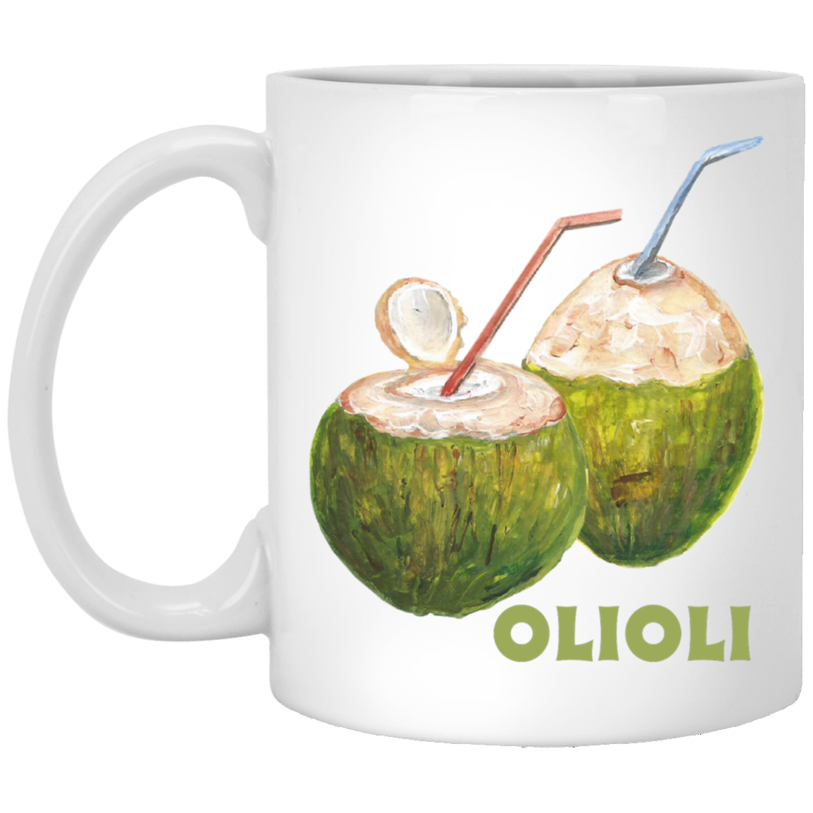 0 Olioli Coffee Mug - Coconuts - Samoan Language 'Joyful'