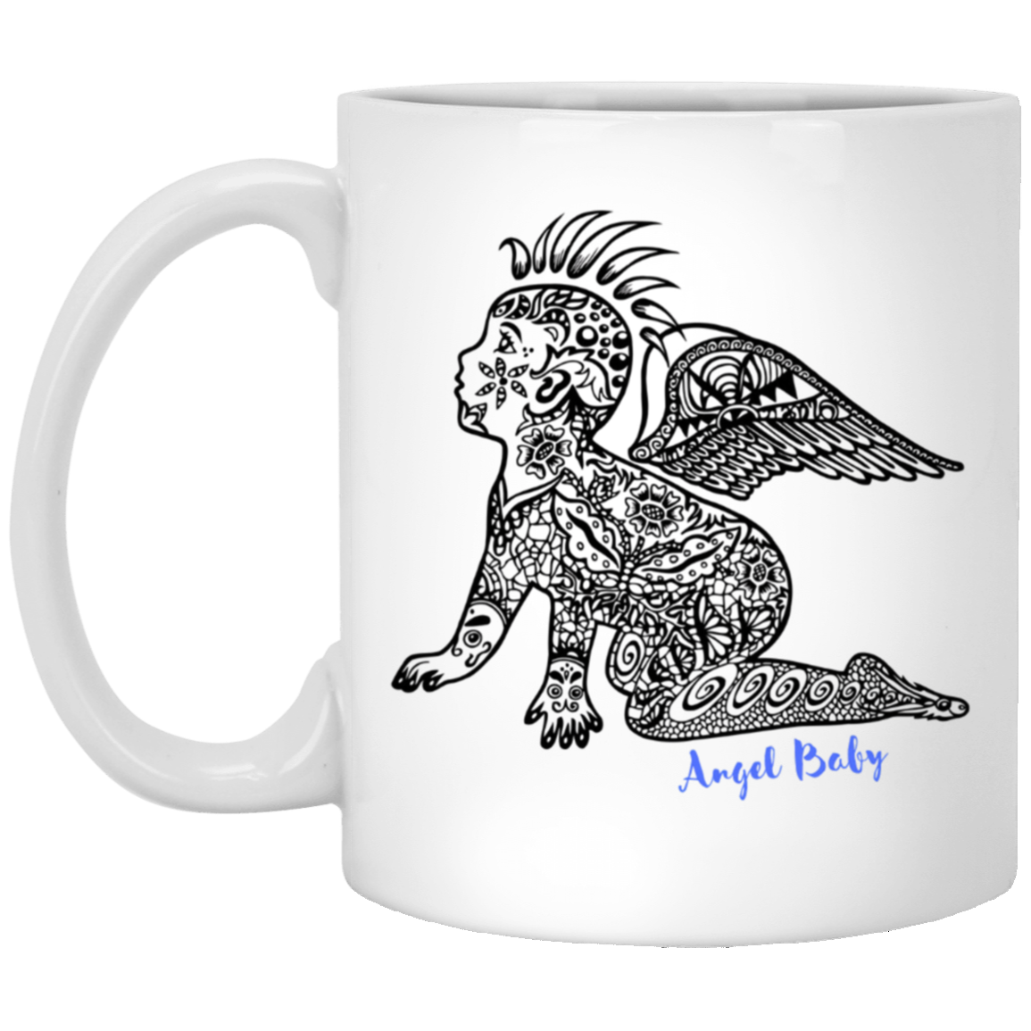 Steampunk Angel Baby Coffee Mug - Blue