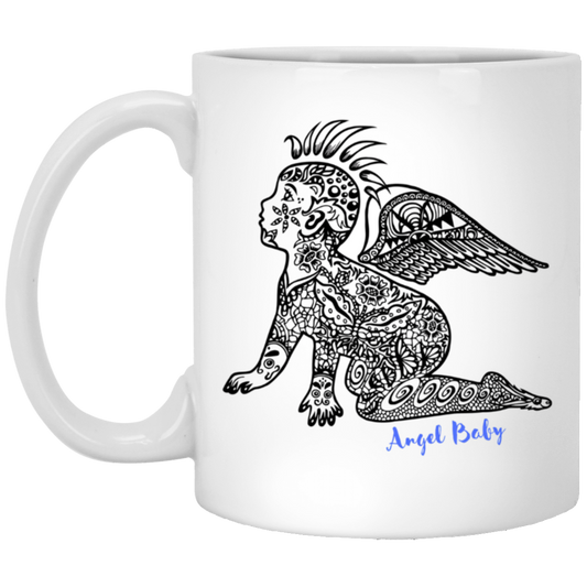 Steampunk Angel Baby Coffee Mug - Blue