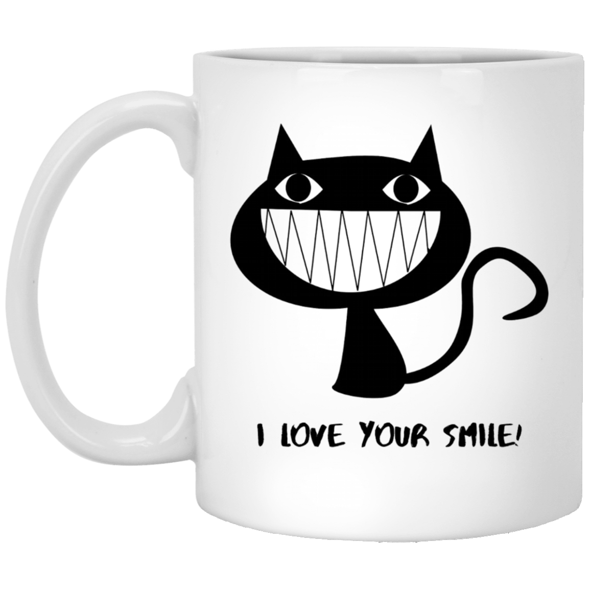 I Love Your Smile! Happy Black Cat Coffee Mug