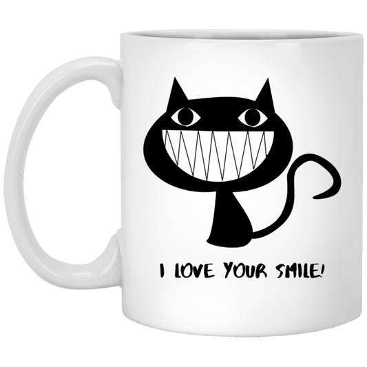 I Love Your Smile! Happy Black Cat Coffee Mug