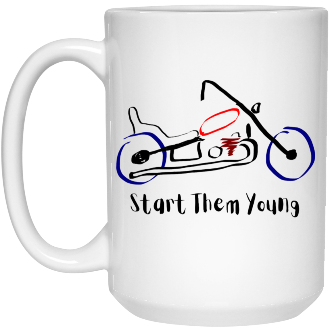 Start Them Young Coffee Mug - Wonderful Kid Art Motorcycle