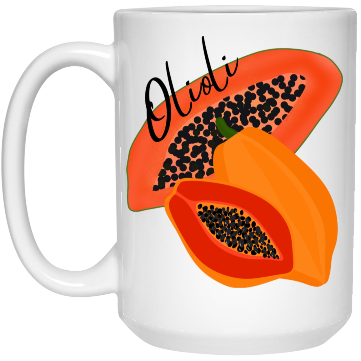 Olioli Coffee Mug - Orange Papayas - Samoan Language Gift - 'Joyful'