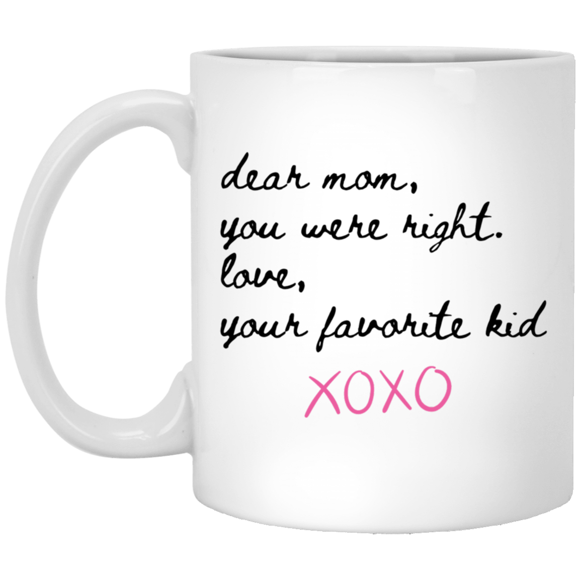 Dear Mom, You Were Right Coffee Mug - Pink Hugs  & Kisses